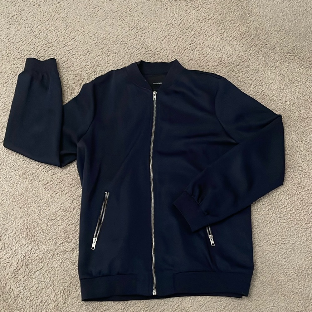 Blue bomber jacket